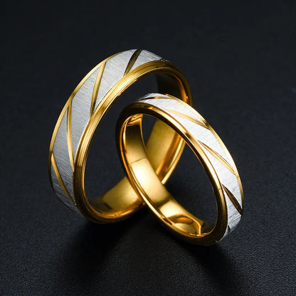 Bagues de couple à motif de vague unique - Bague en acier inoxydable de haute qualité, cadeau pour couple