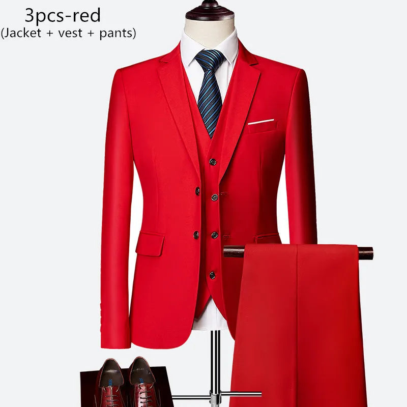 Luxury Men's 3-Piece Slim Fit Wedding Suit