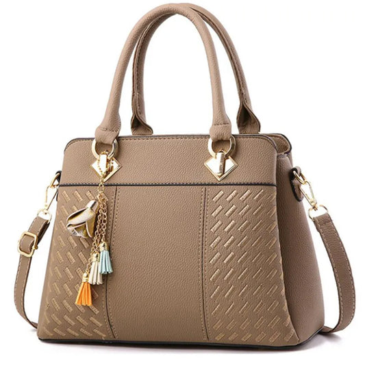 Gusure Luxury Crossbody Handbag - Embroidered Tote with Tassel Detail
