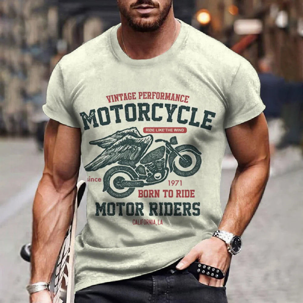Retro Motorcycle Racing 3D Print Tee