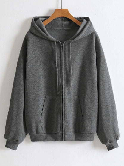 Damen Fleece-Kapuzenpullover mit Reißverschluss, Sportbekleidung