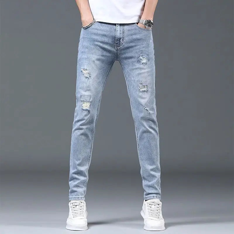 Jean skinny d'été de luxe de créateur coréen