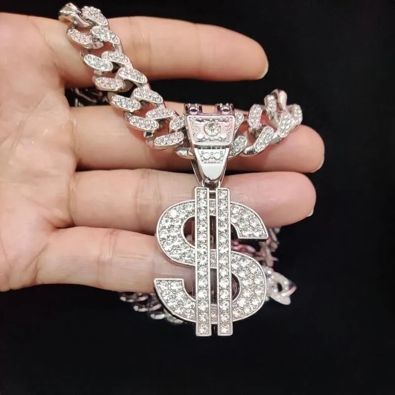 Collier pendentif dollar hip hop pour hommes