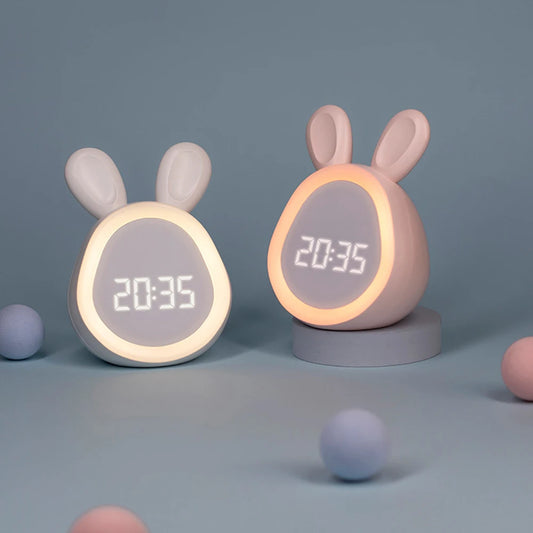 Cute Rabbit LED Alarm Clock with Night Light for Kids