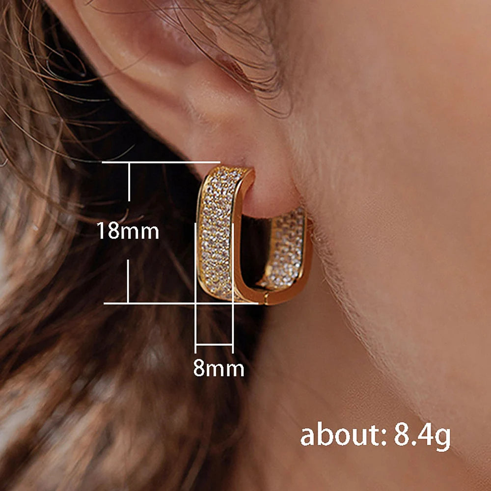 Huitan Korean CZ Hoop Earrings for Women