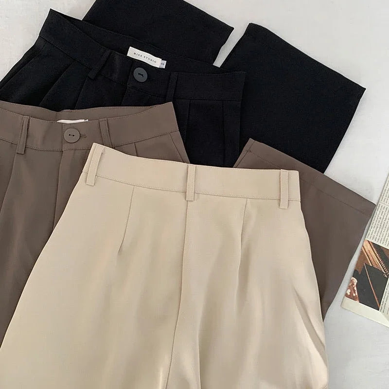 High Waist Straight Suit Pants for Women