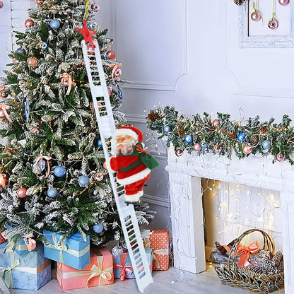 Santa Claus Climbing Ladder Music Ornament