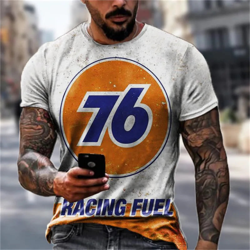 Retro Motorcycle Racing 3D Print Tee