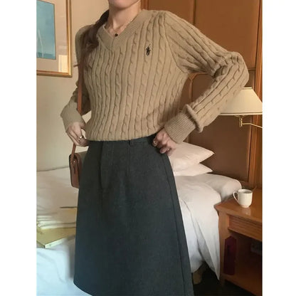 Vintage Long Sleeve Women's Cable Knit Sweater