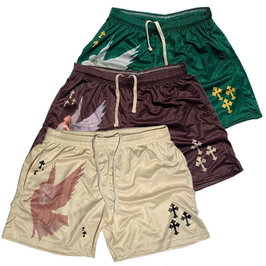 Short de sport Angel Cross Y2K