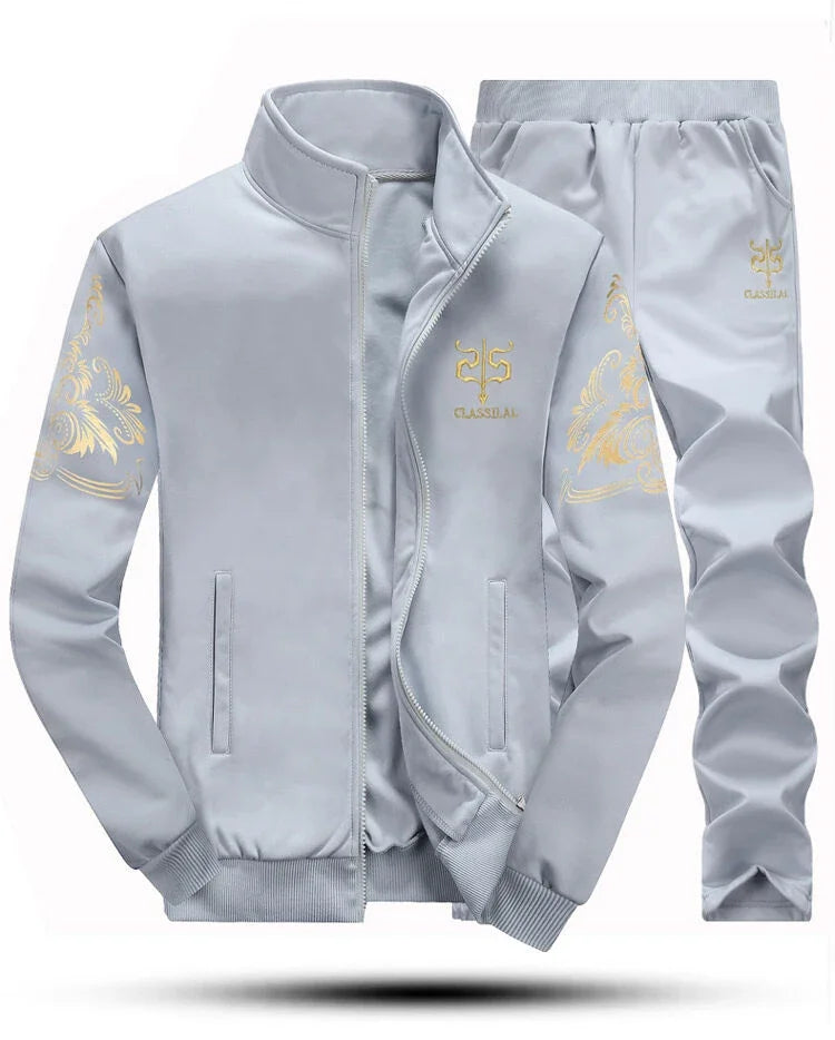 Men's Tracksuit Fleece Jacket & Sweatpants 2 Piece Long Sleeve Sets