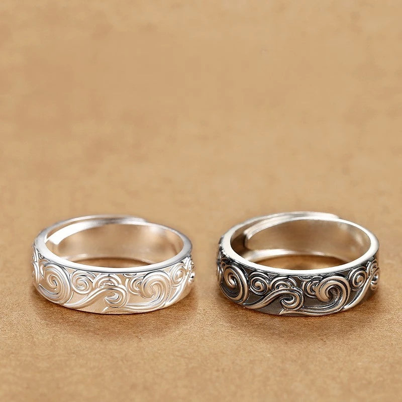 Bagues de couple d'anniversaire esthétique assorties avec cœur d'amour