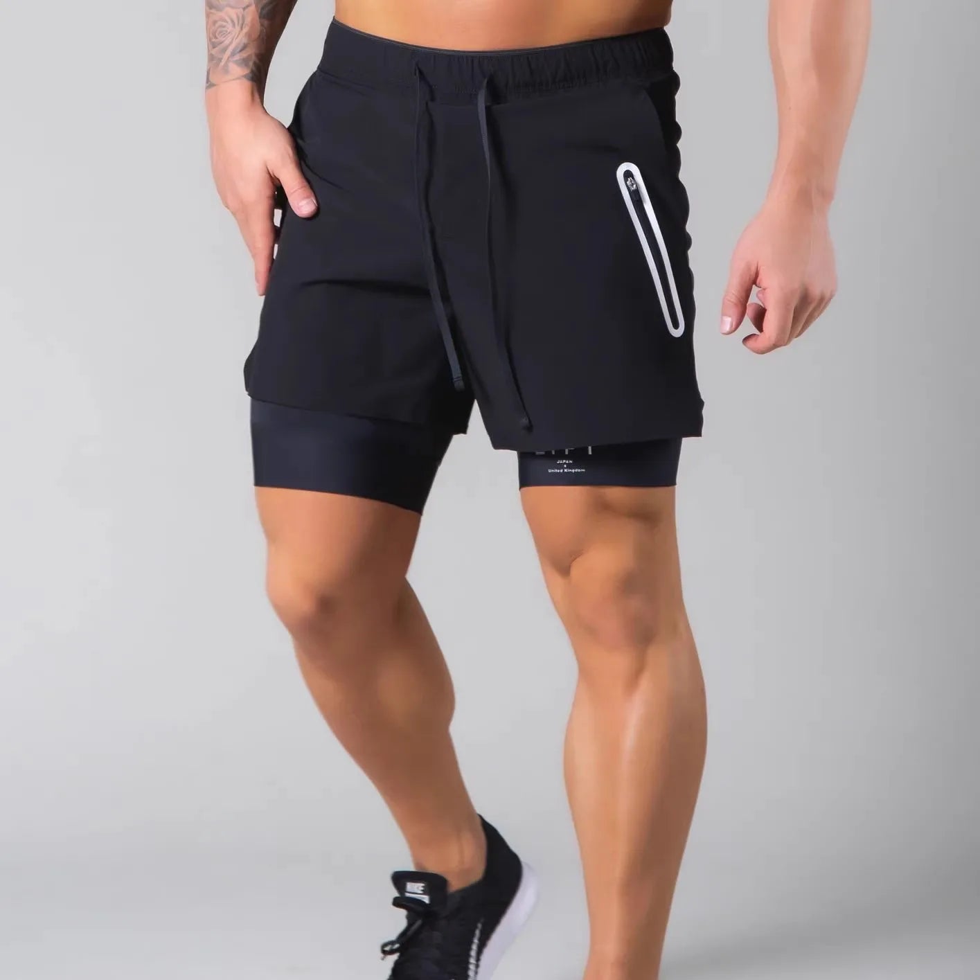 Trainingsshorts für Herren | Doppellagige Fitness-Caprihose