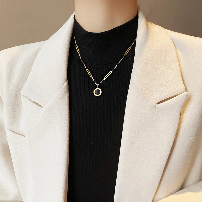 Collier pendentif numérique romain en acier inoxydable