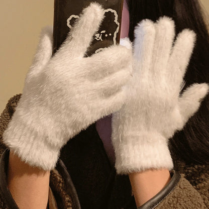 Gants chauds sans doigts en velours corail