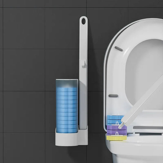 Wall-Mounted Disposable Toilet Brush with Replacement Head
