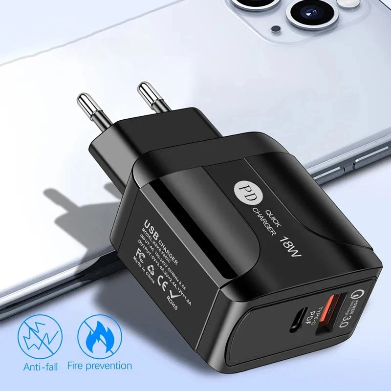 5V 2A EU 2 USB Power Adapter - Fast Mobile Phone Wall PD Charger