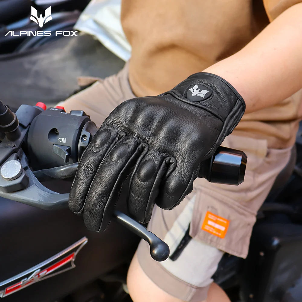 Vintage Leather Motorcycle Gloves for Men