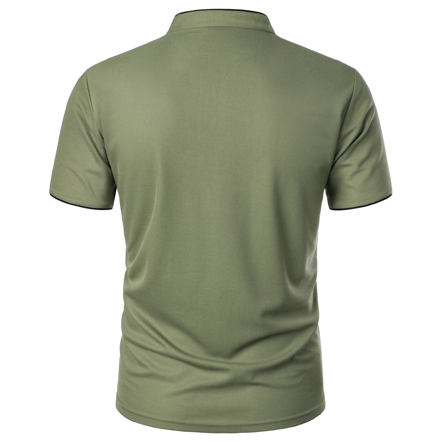 Men's solid color short-sleeved stand Neck T-shirt