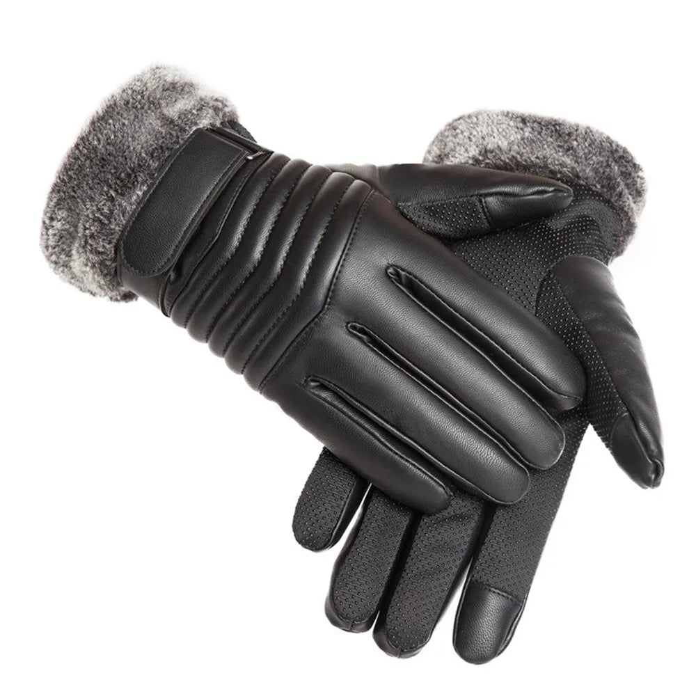 Winter Fur Insulated Gloves for Men