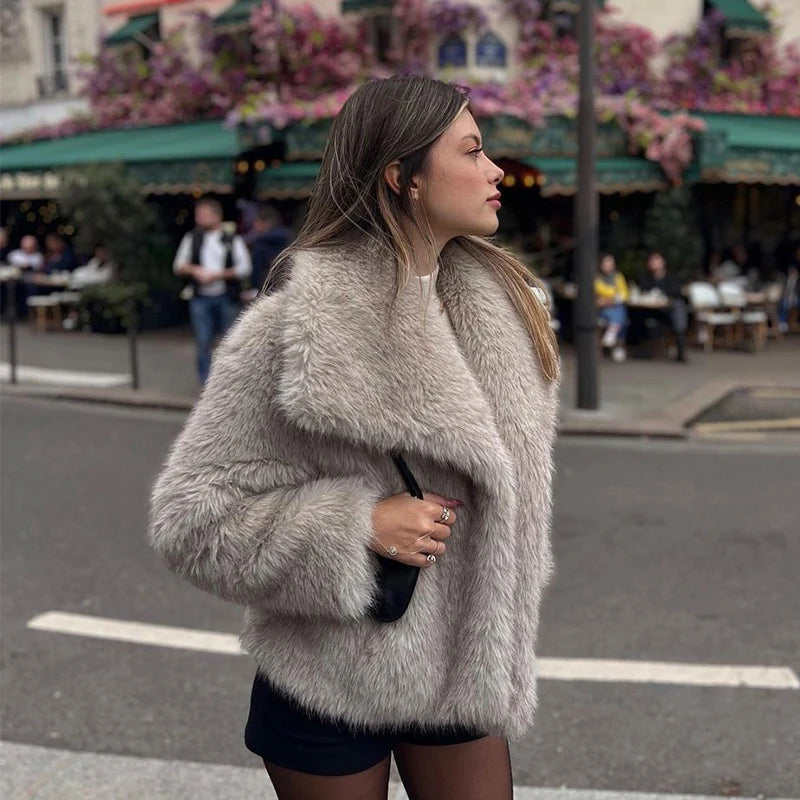 Luxury Gradient Faux Fox Fur Coat