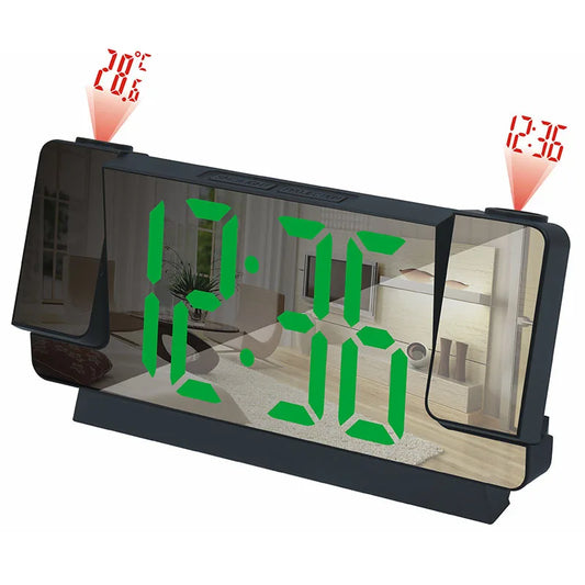 Réveil à projection rotative à 180° avec mode date/nuit et température