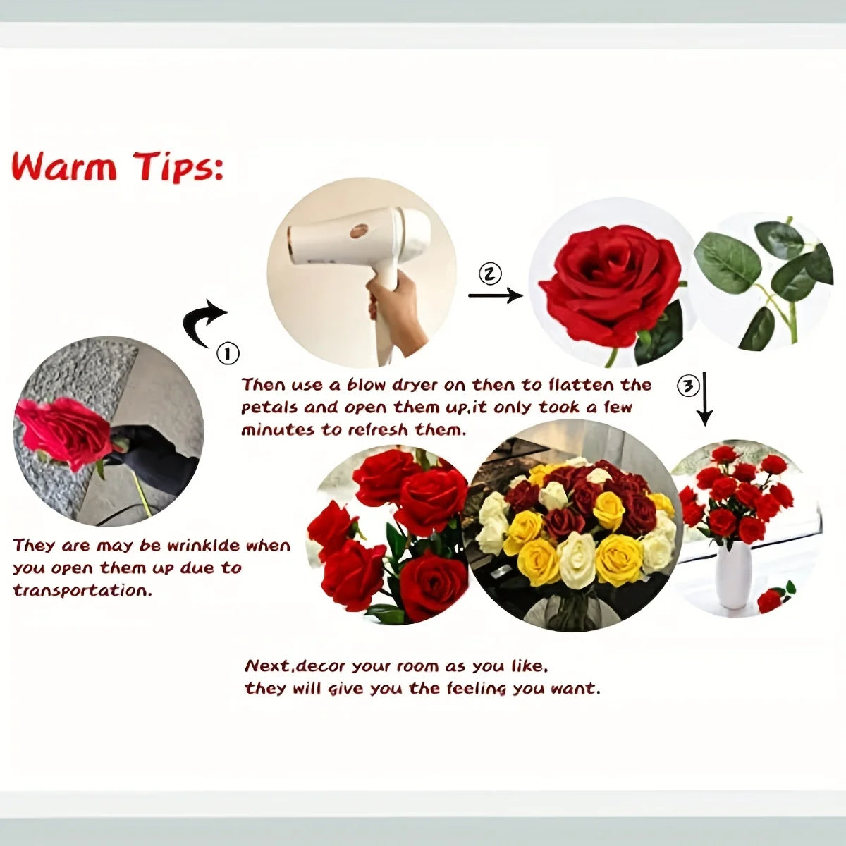 Realistic Artificial Roses for Weddings & Home Decor