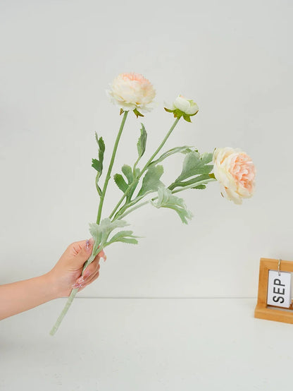 Simulation Flocking 3-Head Peonies Flower Branch