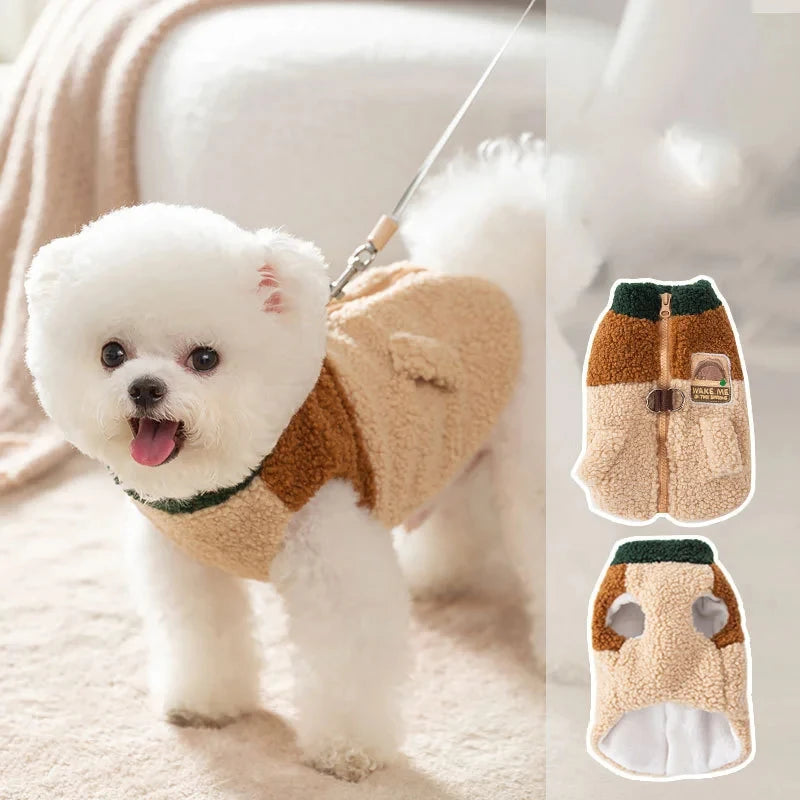 Brown Pet Jacket - Autumn Winter Dog Two Legged Cardigan Puppy Warm Clothing