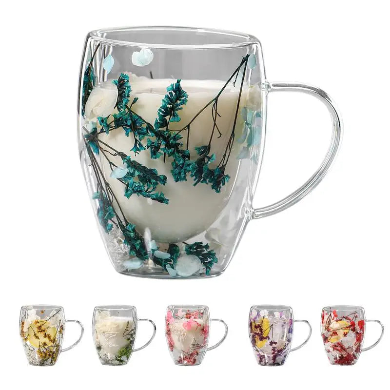 Tasse en verre à double paroi pour fleurs séchées – Polyvalente et sûre