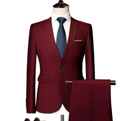 2 Pieces Men's Casual Business Suit Set