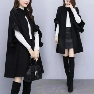 Medium-Length A-Line Woolen Jacket
