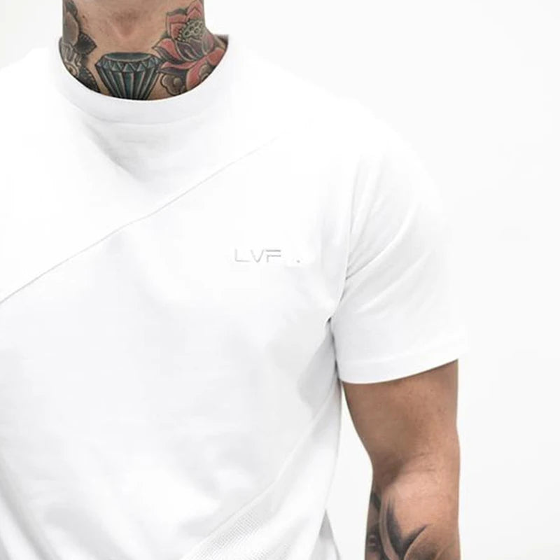 Men's Patchwork Short Sleeves Breathable T-shirt