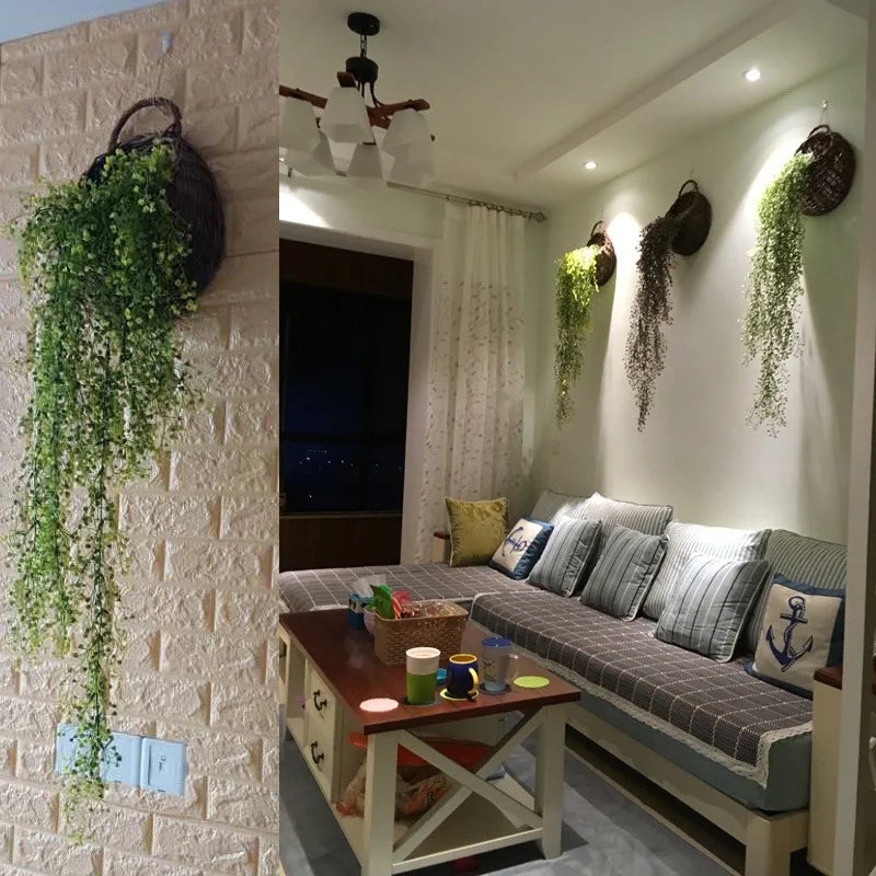 5-Fork Artificial Rattan Vine & Hanging Leaves