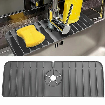 Tapis de robinet d'évier en silicone avec égouttoir en éponge