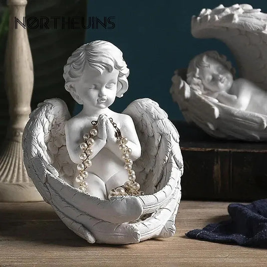 Nordic Angel Girl Candle Holder - Modern Resin Statue