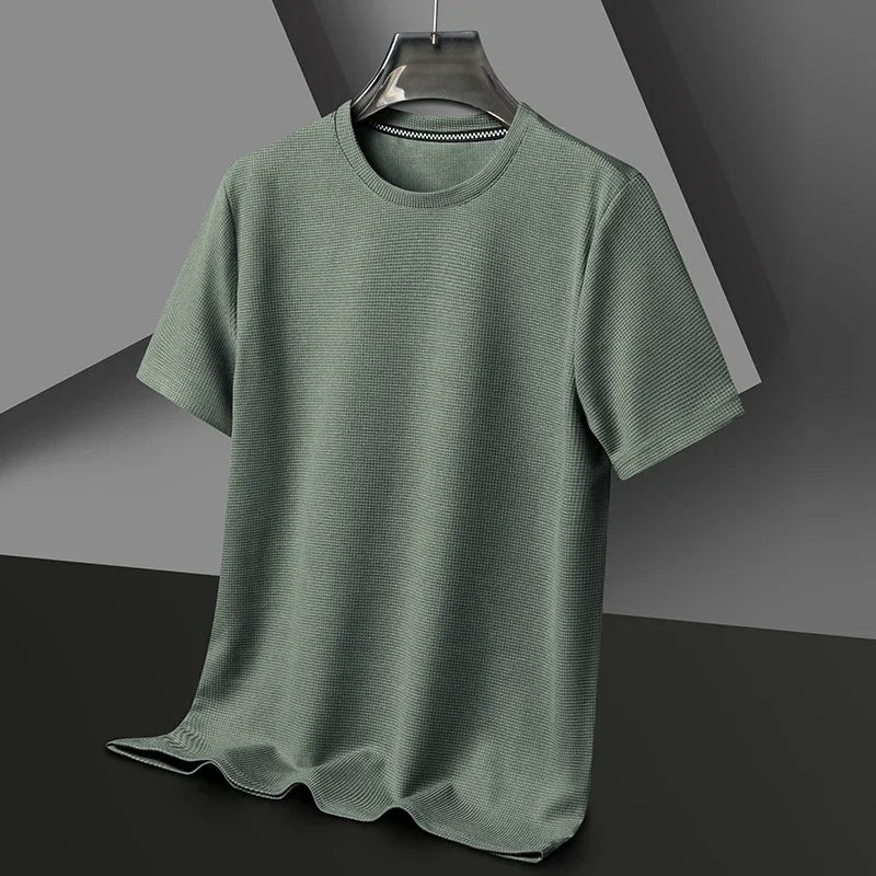 Men's New Summer Waffle Round Neck Short Sleeved T-shirt