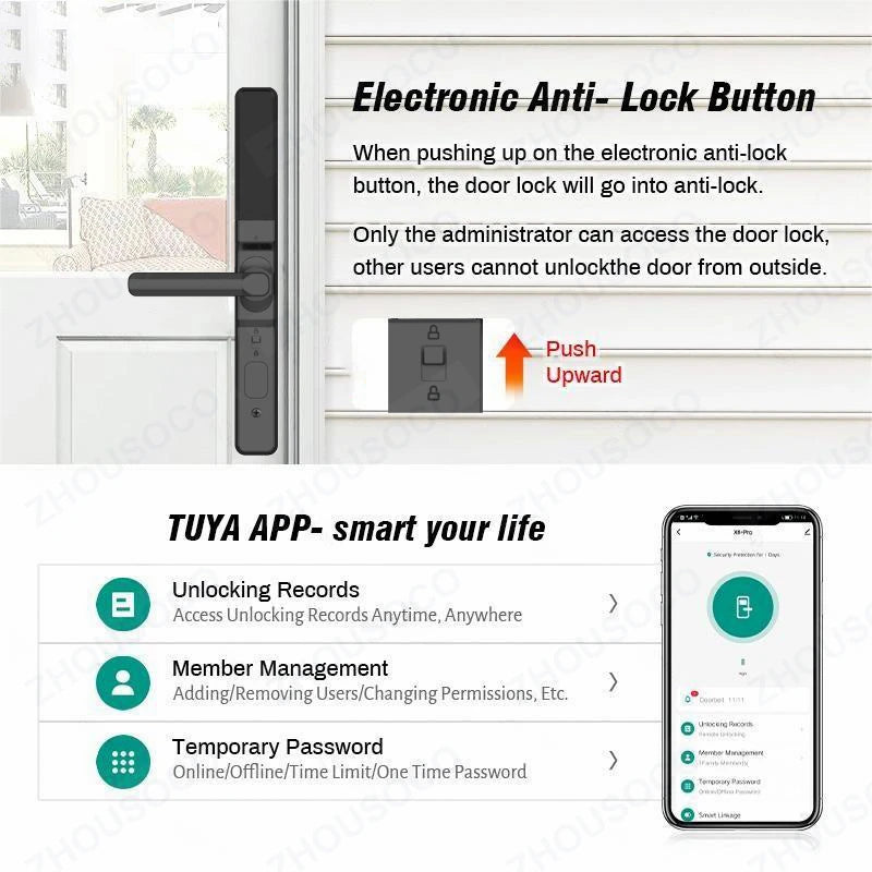 Waterproof Tuya Fingerprint Smart Door Lock