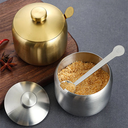 Stainless Steel Seasoning Jar & Lid Spoon