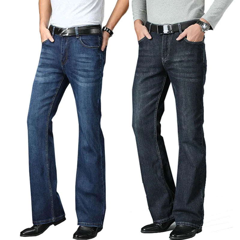 Klassische ausgestellte Jeans für Herren mit hoher Taille