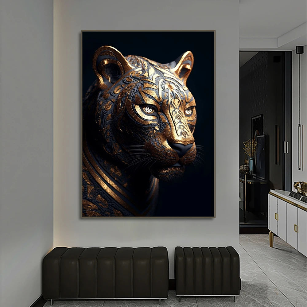 Black Gold Eagle Lion Metal Poster Wall art