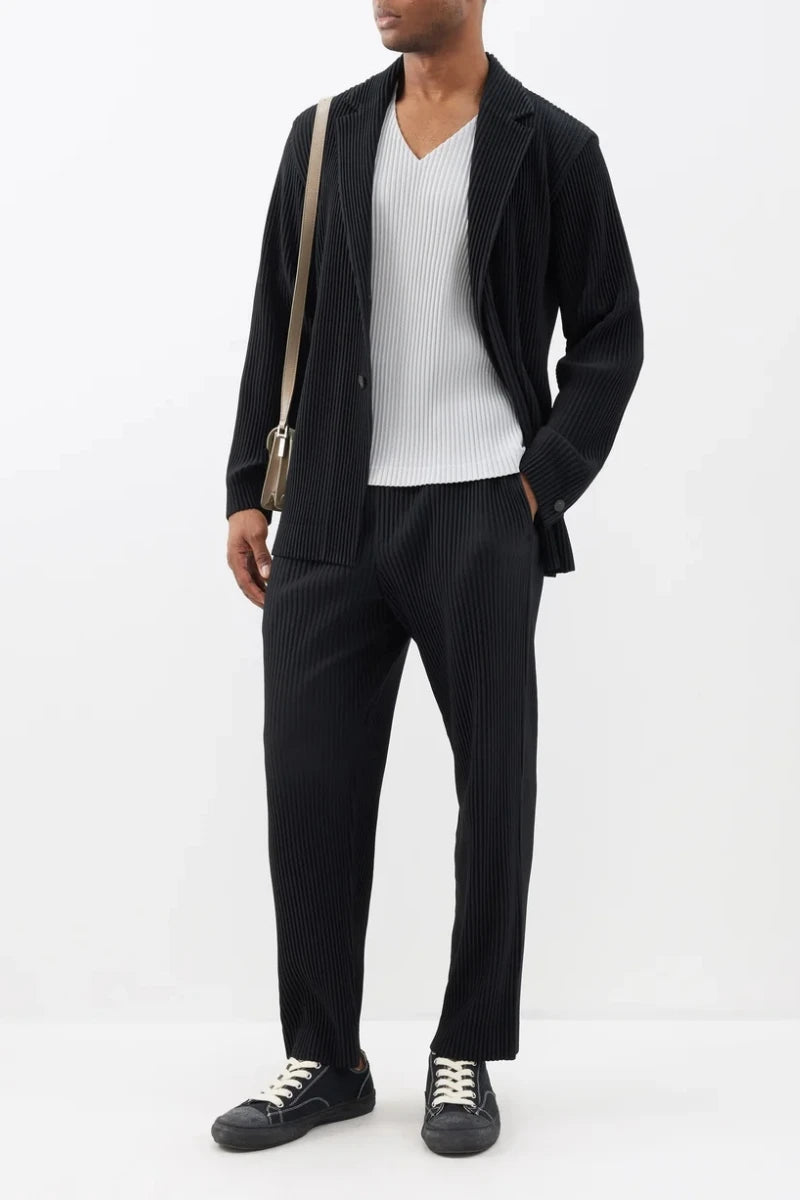 Miyake Pleated Blazers- High-Quality Slim Fit