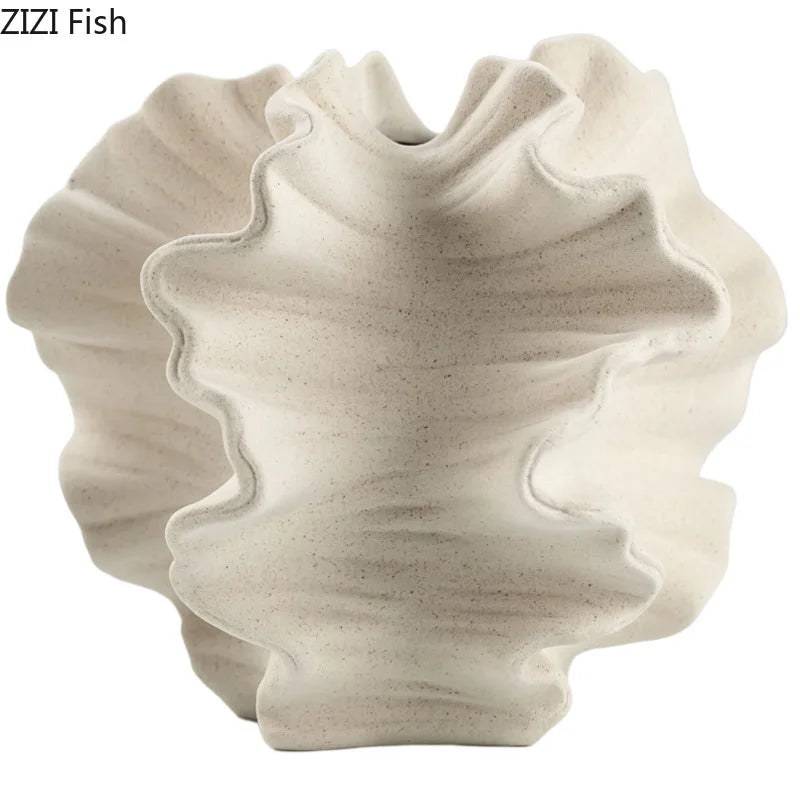 Abstract Irregular Wrinkle Ceramic Flower Vase