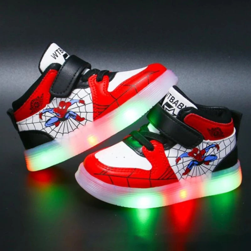 Baskets LED Disney Spiderman - Chaussures pour enfants à la mode et respirantes