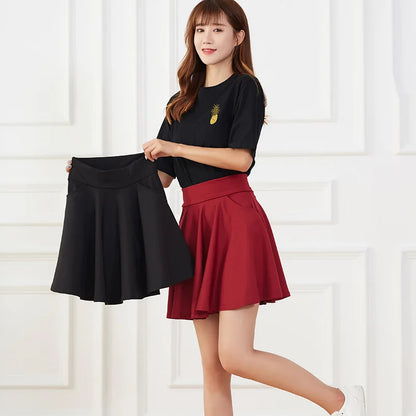 Black Pocket Shorts Skirt Flared Mini