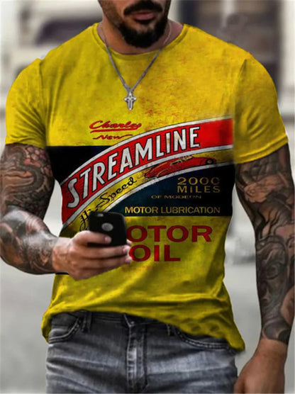 Retro Motorcycle Racing 3D Print Tee