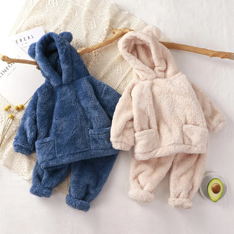 Girls' Fleece Bear Ear Hoodie & Pants Set