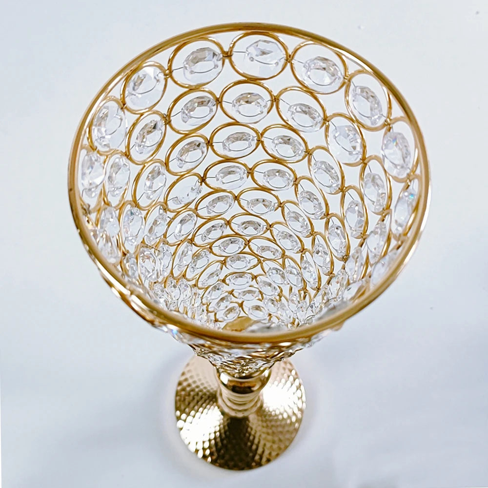 Lustre argenté cristaux support de fleur en métal Vase de mariage