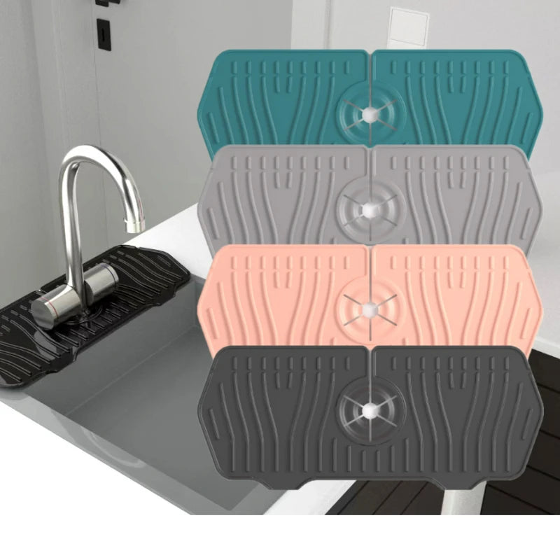 Tapis de robinet d'évier en silicone avec égouttoir en éponge