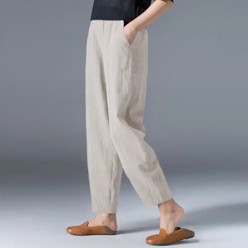 Loose Cotton Wide Leg Harem Pants for Summer